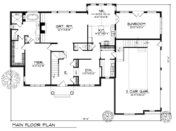 House Plan Design - Traditional Floor Plan - Main Floor Plan #70-516