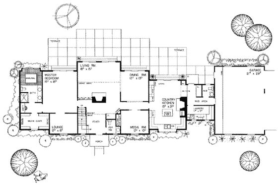 Floor Plan - Main Floor for Traditional House Plan #72-300 - 3 bed, 5 bath