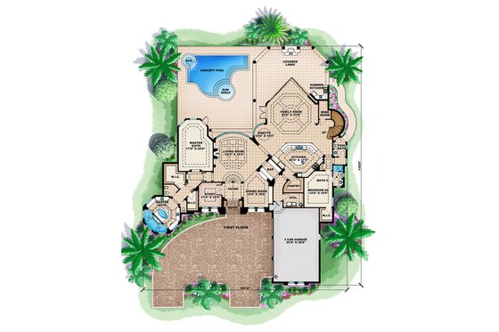 Floor Plan - Main Floor for Mediterranean House Plan #27-391 - 5 bed, 4.5 bath