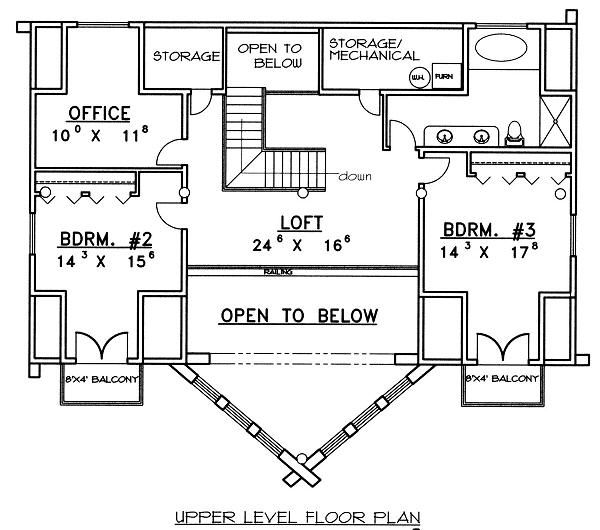 House Plan Design - Log Floor Plan - Upper Floor Plan #117-507