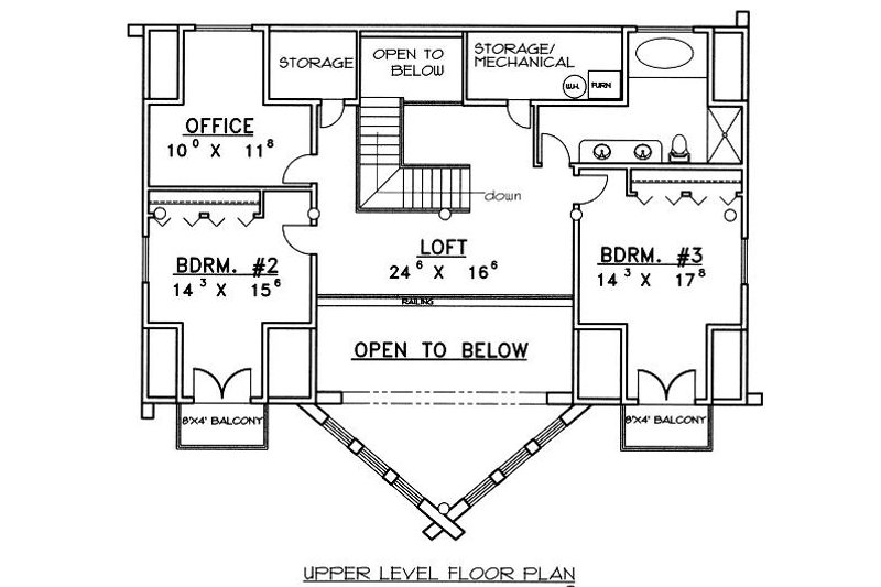 Home Plan - Floor Plan - Upper Floor for Log House Plan #117-507 - 3 bed, 2.5 bath