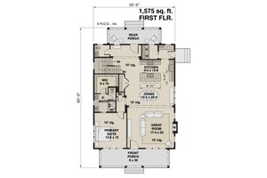 Floor Plan - Main Floor for Farmhouse House Plan #51-1265 - 3 bed, 3.5 bath