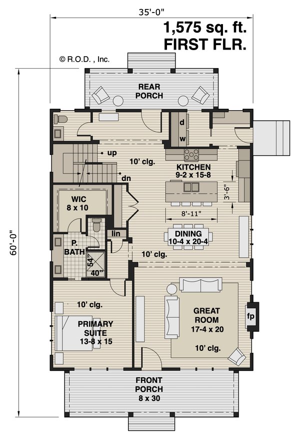 Dream House Plan - Farmhouse Floor Plan - Main Floor Plan #51-1265