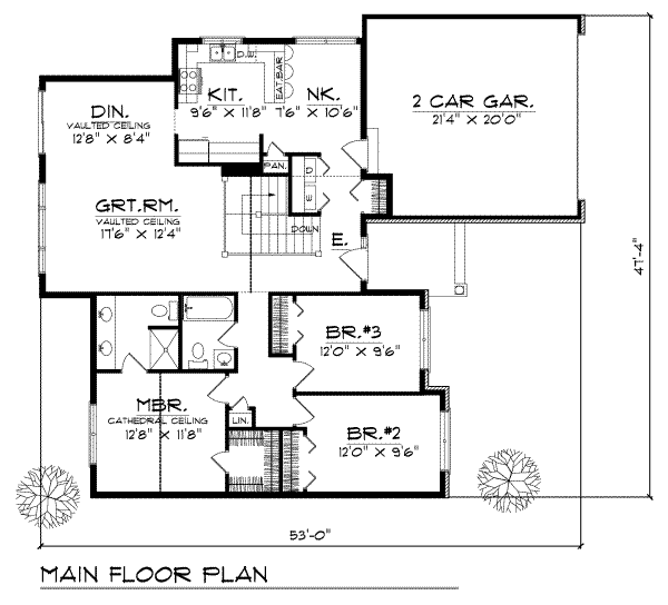 House Plan Design - Traditional Floor Plan - Main Floor Plan #70-130