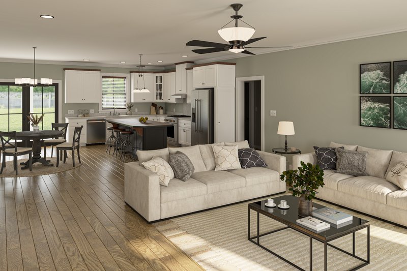 House Plan Design - Interior - Family Room for Farmhouse House Plan #44-283 - 3 bed, 2 bath