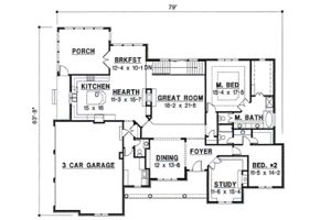 Floor Plan - Main Floor for Traditional House Plan #67-389 - 4 bed, 4.5 bath