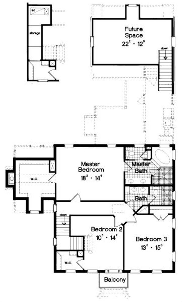 Colonial Floor Plan - Upper Floor Plan #417-294