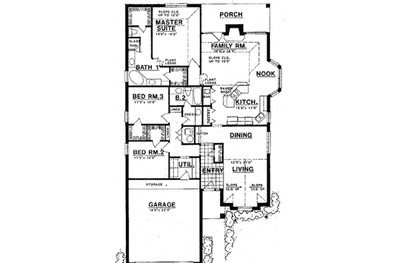 Floor Plan - Main Floor for European House Plan #40-317 - 3 bed, 2 bath