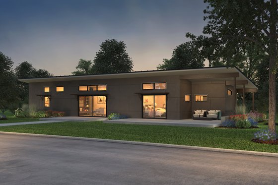 Exterior - Rear Elevation 4 for Modern House Plan #497-57 - 3 bed, 2 bath