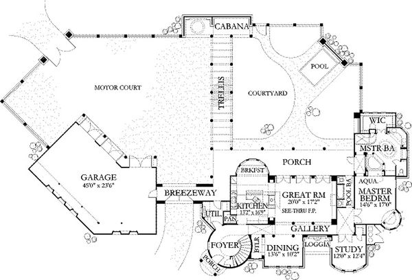 Dream House Plan - Mediterranean Floor Plan - Main Floor Plan #80-193