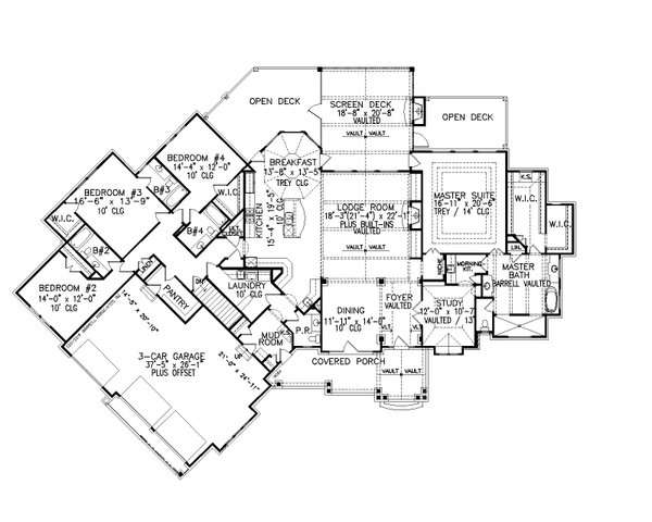 Dream House Plan - Craftsman Floor Plan - Main Floor Plan #54-386