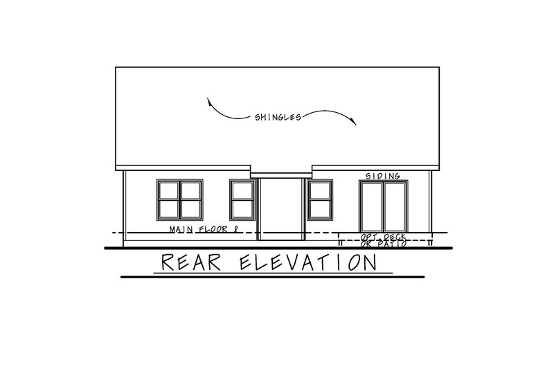 Architectural House Design - Exterior - Rear Elevation for Traditional House Plan #20-2602 - 2 bed, 2 bath