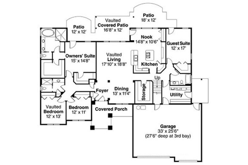 Home Plan - Floor Plan - Main Floor for European House Plan #124-741 - 4 bed, 4 bath