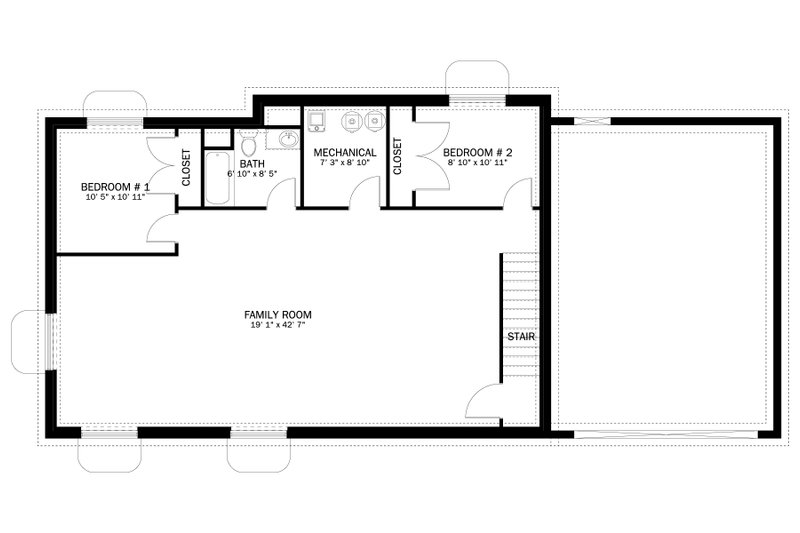 House Plan Design - Floor Plan - Lower Floor for Ranch House Plan #1060-388 - 3 bed, 1.5 bath