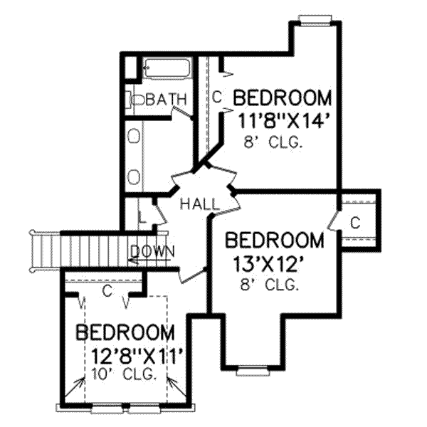 Traditional Floor Plan - Upper Floor Plan #65-359