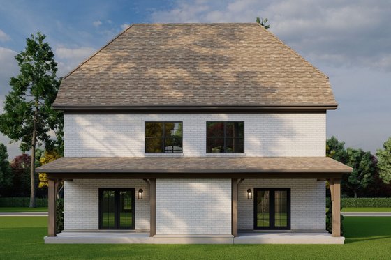Exterior - Rear Elevation for European House Plan #17-3400 - 4 bed, 4 bath