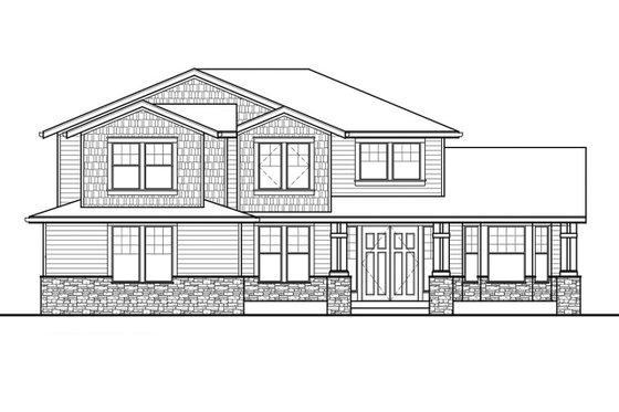 Exterior - Front Elevation 3 for Traditional House Plan #569-39 - 4 bed, 2.5 bath