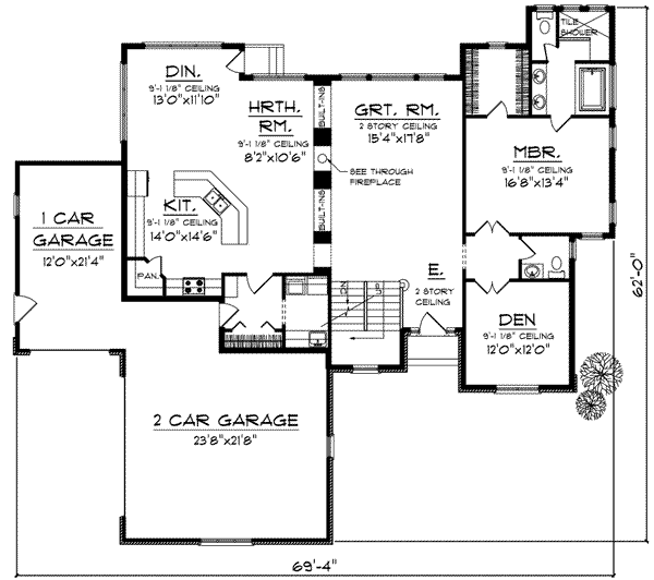 Craftsman Floor Plan - Main Floor Plan #70-633