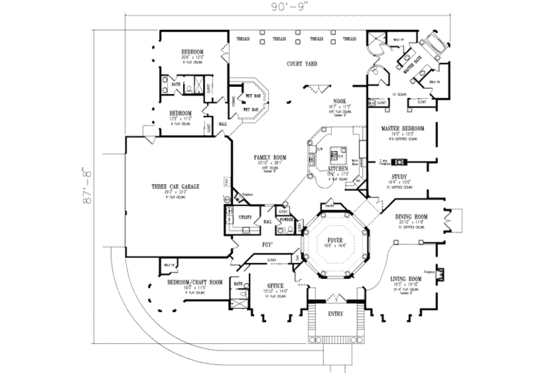 Floor Plan - Main Floor for Mediterranean House Plan #1-928 - 4 bed, 3.5 bath