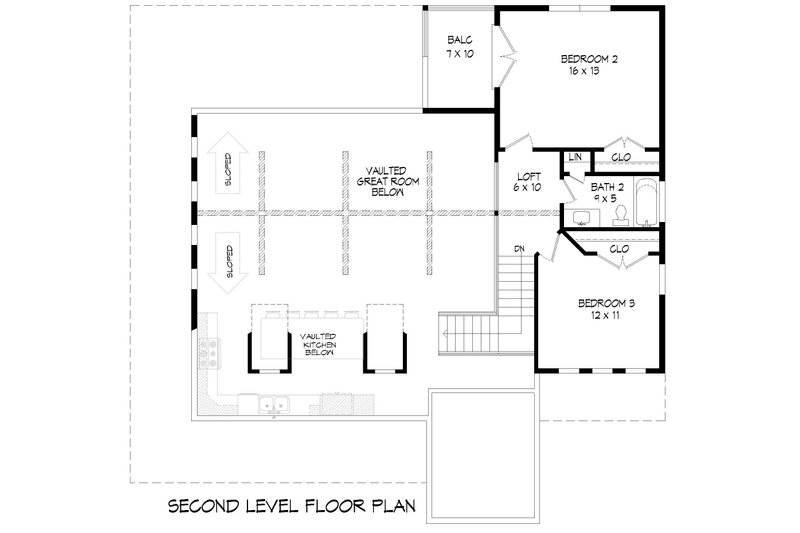 House Blueprint - Floor Plan - Upper Floor for Traditional House Plan #932-485 - 3 bed, 2 bath