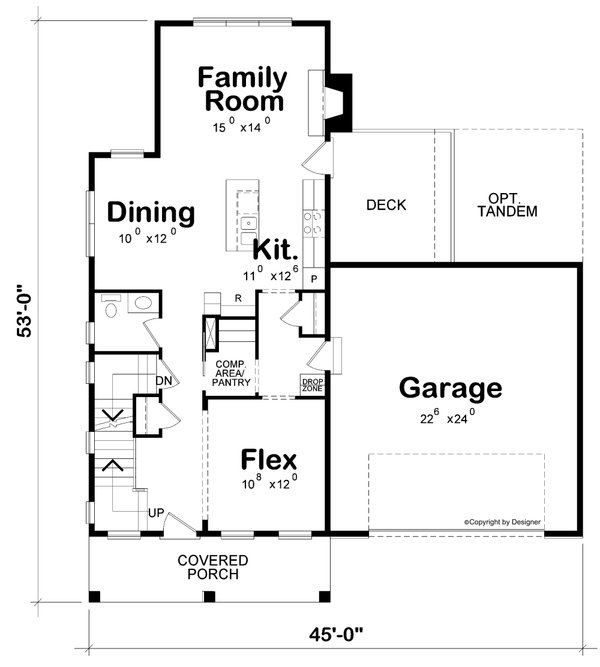 Architectural House Design - Craftsman Floor Plan - Main Floor Plan #20-2189