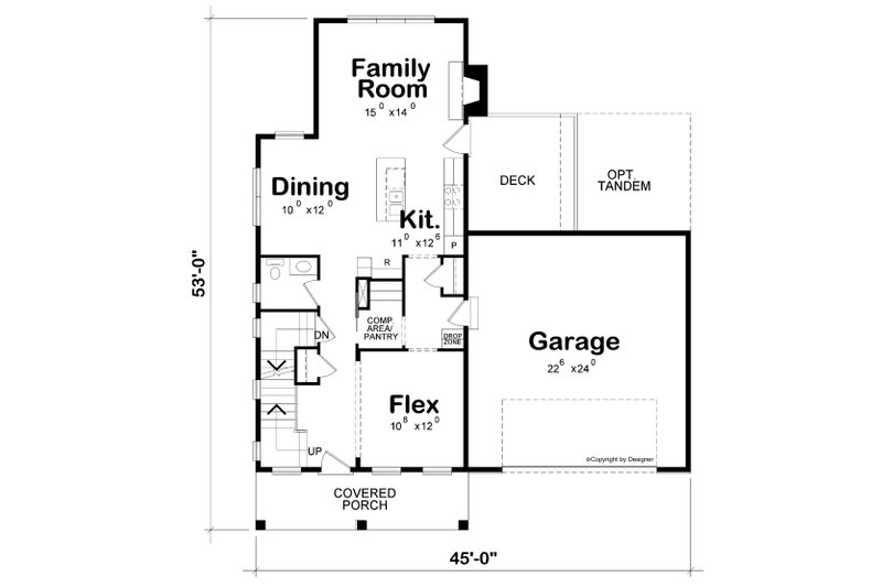 Architectural House Design - Floor Plan - Main Floor for Craftsman House Plan #20-2189 - 3 bed, 3 bath