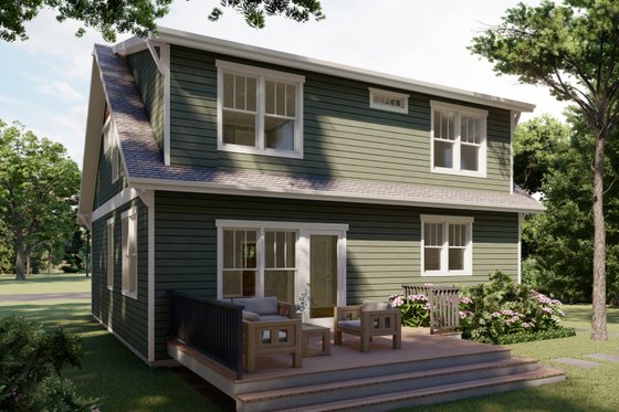 Exterior - Rear Elevation 1 for Craftsman House Plan #461-50 - 3 bed, 2.5 bath