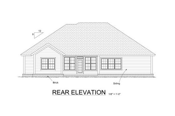 Exterior - Rear Elevation for Traditional House Plan #513-18 - 5 bed, 3 bath