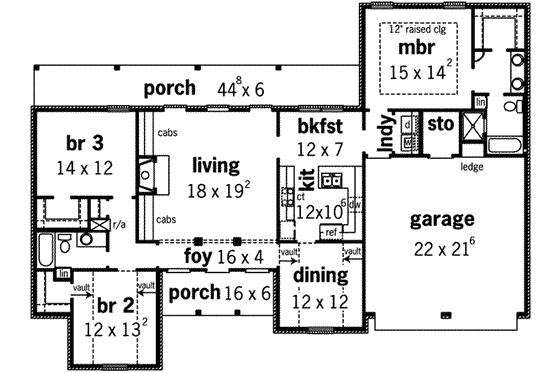 Floor Plan - Main Floor for European House Plan #16-274 - 3 bed, 2 bath