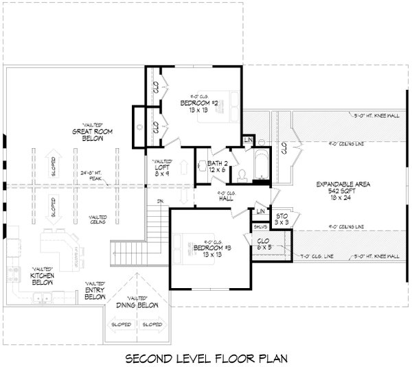 Prairie Floor Plan - Upper Floor Plan #932-1174