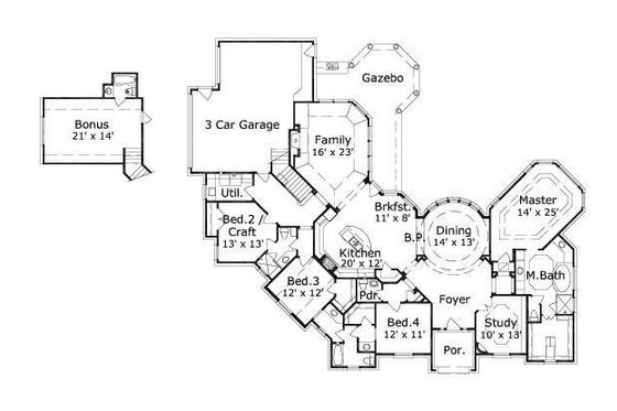 Floor Plan - Main Floor for European House Plan #411-639 - 4 bed, 3.5 bath