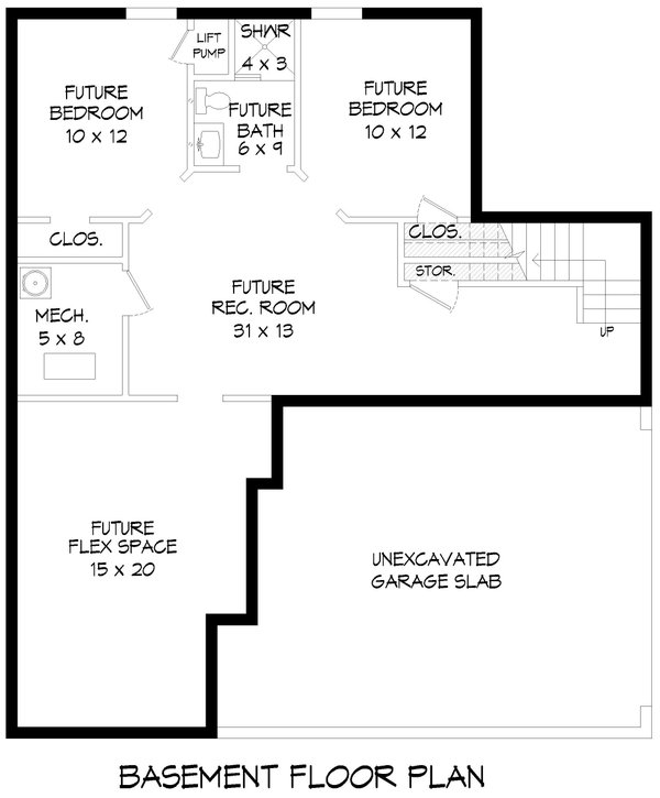 House Design - Contemporary Floor Plan - Lower Floor Plan #932-1118