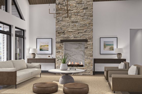 Interior - Family Room for Beach House Plan #455-483 - 2 bed, 2.5 bath