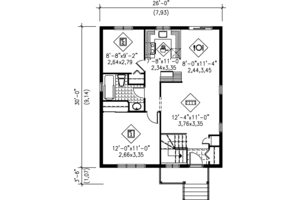 Floor Plan - Main Floor for Cottage House Plan #25-138 - 2 bed, 1 bath