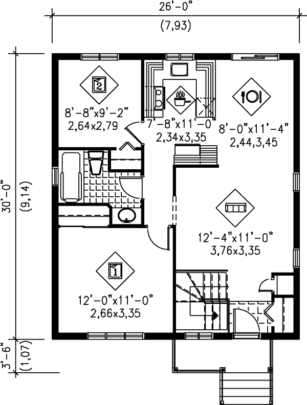 House Blueprint - Cottage Floor Plan - Main Floor Plan #25-138