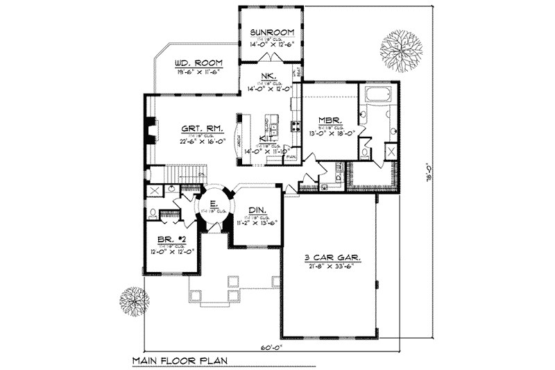 Architectural House Design - Floor Plan - Main Floor for European House Plan #70-813 - 4 bed, 3 bath