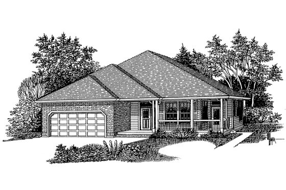 Exterior - Front Elevation for Craftsman House Plan #53-480 - 3 bed, 2 bath