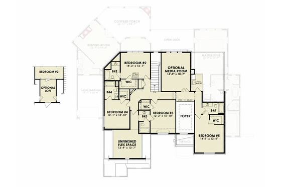 Floor Plan - Upper Floor for European House Plan #54-718 - 5 bed, 5.5 bath