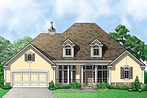 Exterior - Front Elevation for Traditional House Plan #67-218 - 4 bed, 4 bath