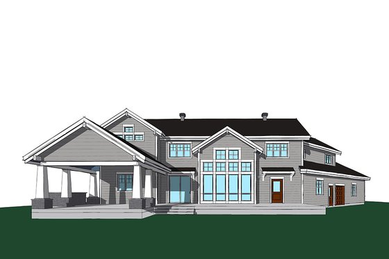 Exterior - Rear Elevation 2 for Traditional House Plan #23-2311 - 5 bed, 3 bath