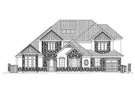 Exterior - Front Elevation for European House Plan #411-838 - 5 bed, 4.5 bath