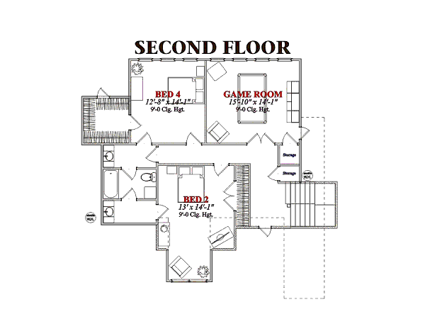 Traditional Floor Plan - Upper Floor Plan #63-185