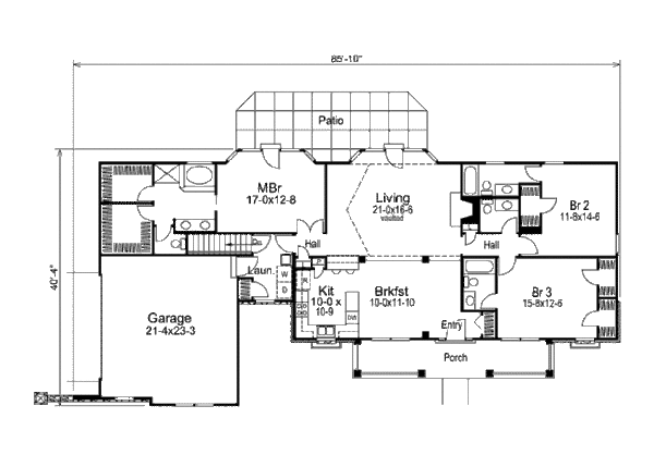 Country Floor Plan - Main Floor Plan #57-323
