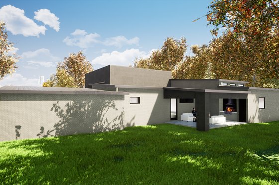 Exterior - Rear Elevation for Contemporary House Plan #923-53 - 3 bed, 2.5 bath