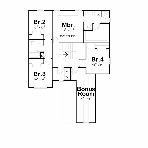 Dream House Plan - Floor Plan - Upper Floor for Farmhouse House Plan #20-2656 - 4 bed, 3.5 bath