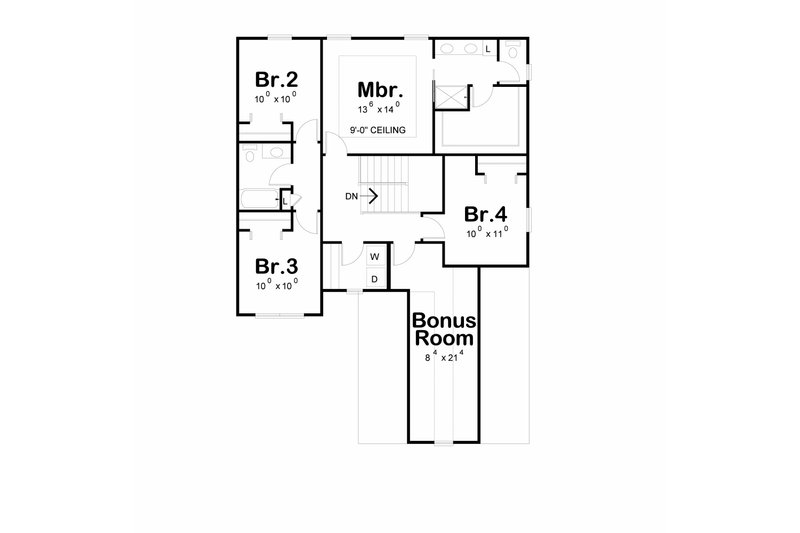 Dream House Plan - Floor Plan - Upper Floor for Farmhouse House Plan #20-2656 - 4 bed, 3.5 bath