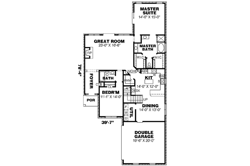 Home Plan - Floor Plan - Main Floor for Colonial House Plan #34-178 - 3 bed, 3 bath