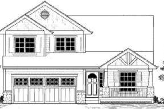Exterior - Front Elevation for Traditional House Plan #53-382 - 3 bed, 3 bath