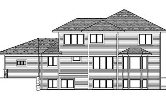 Exterior - Rear Elevation for Prairie House Plan #51-297 - 3 bed, 2.5 bath