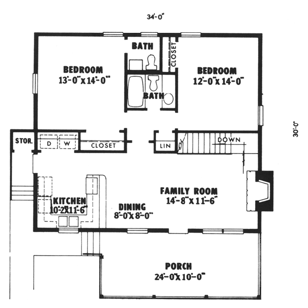 Cabin Floor Plan - Main Floor Plan #10-119